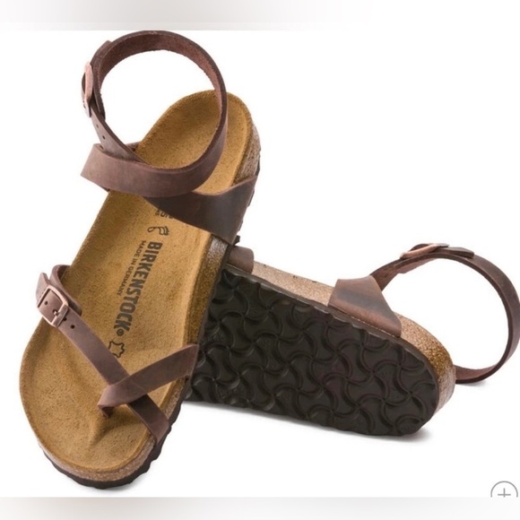 BIRKENSTOCK Yara Oil Leather Ankle Strap Flat Women's Sandals EU 38/US 7- Habana - Picture 1 of 8